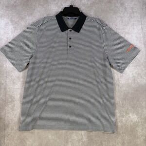 Cutter & Buck Polo Shirt Men XL Black Gray White Striped Sylvania Logo Golf‎